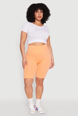 Womens Plus Seamless High Waisted Bike Shorts,
