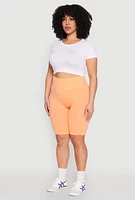 Womens Plus Seamless High Waisted Bike Shorts,
