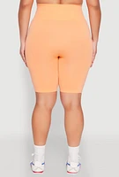 Womens Plus Seamless High Waisted Bike Shorts,