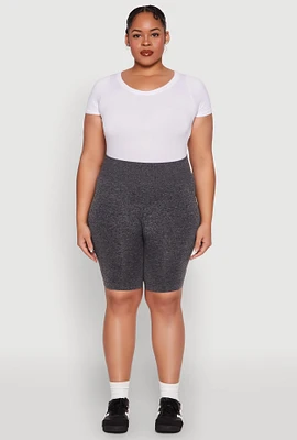 Womens Plus Seamless High Waist Bike Shorts, 1X-2X