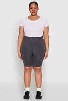 Womens Plus Seamless High Waist Bike Shorts, 1X-2X