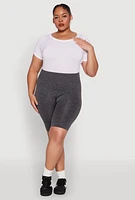 Womens Plus Seamless High Waist Bike Shorts, Grey,