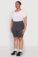 Womens Plus Seamless High Waist Bike Shorts, 1X-2X