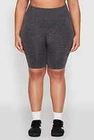 Womens Plus Seamless High Waist Bike Shorts, Grey,