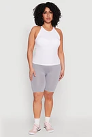 Womens Plus Size Seamless High Waist Bike Shorts, Grey, Size 1X-2X