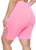 Womens Plus Caged Detail Seamless Biker Shorts, 1X-2X