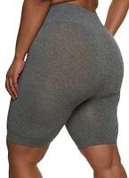 Womens Plus High Waist Seamless Bike Shorts,