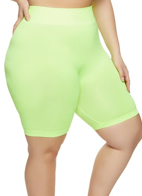 Womens Plus High Waist Seamless Bike Shorts,