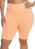 Womens Plus High Waist Seamless Bike Shorts, 2X-3X