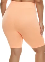 Womens Plus High Waist Seamless Bike Shorts, 2X-3X