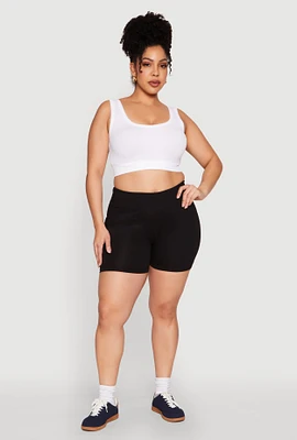 Womens Plus High Waist Bike Shorts,