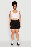 Womens Plus Size High Waist Bike Shorts, Black, Size 2X