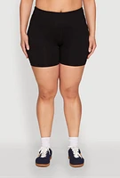Womens Plus Size High Waist Bike Shorts, Black, Size 2X