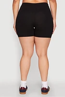 Womens Plus Size High Waist Bike Shorts, Black, Size 2X