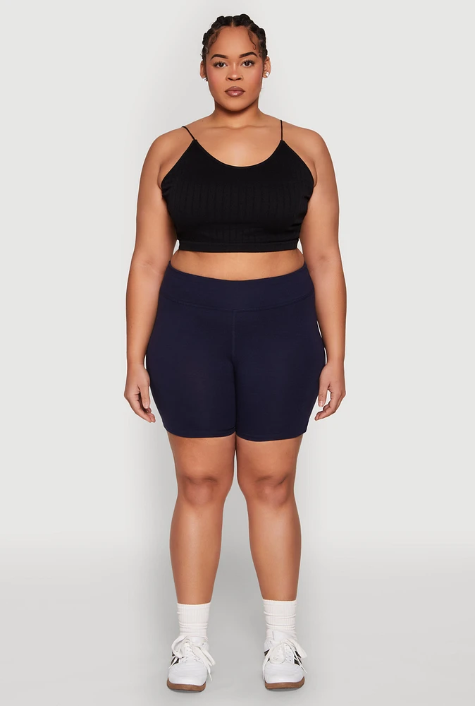 Womens Plus High Waist Bike Shorts,