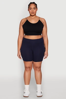 Womens Plus High Waist Bike Shorts,