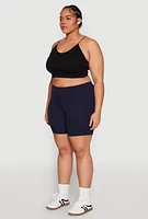 Womens Plus High Waist Bike Shorts,