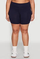 Womens Plus Size High Waist Bike Shorts, Blue, Size 2X