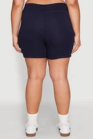 Womens Plus Size High Waist Bike Shorts, Blue, Size 2X