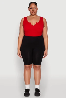 Womens Plus High Waisted Seamless Bike Shorts,