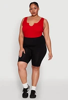 Womens Plus High Waisted Seamless Bike Shorts,