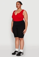 Womens Plus High Waisted Seamless Bike Shorts,