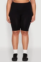 Womens Plus High Waisted Seamless Bike Shorts,