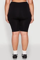 Womens Plus High Waisted Seamless Bike Shorts,