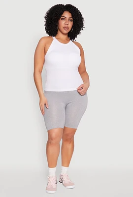 Womens Plus High Waisted Seamless Bike Shorts, 2X-3X