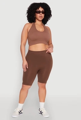 Womens Plus Seamless High Waisted Bike Shorts