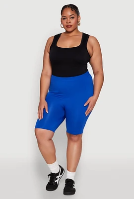 Womens Plus High Waisted Seamless Bike Shorts, 2X-3X