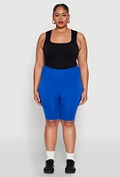 Womens Plus High Waisted Seamless Bike Shorts, 2X-3X