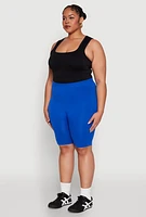 Womens Plus High Waisted Seamless Bike Shorts, 2X-3X