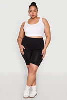 Womens Plus High Waist Seamless Biker Shorts,