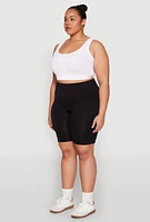 Womens Plus High Waist Seamless Biker Shorts,