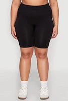 Womens Plus High Waist Seamless Biker Shorts,
