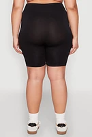 Womens Plus High Waist Seamless Biker Shorts,