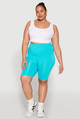 Womens Plus High Waist Seamless Biker Shorts,