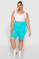 Womens Plus High Waist Seamless Biker Shorts,