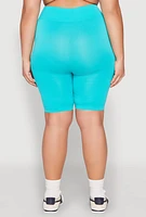 Womens Plus High Waist Seamless Biker Shorts,