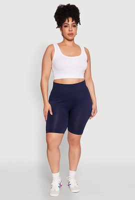 Womens Plus High Waist Seamless Biker Shorts,