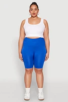 Womens Plus High Waist Seamless Biker Shorts,