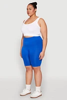 Womens Plus High Waist Seamless Biker Shorts,