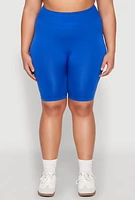 Womens Plus High Waist Seamless Biker Shorts,