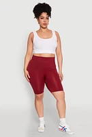Womens Plus High Waist Seamless Biker Shorts,