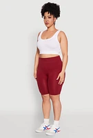 Womens Plus High Waist Seamless Biker Shorts,