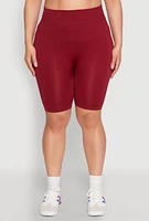 Womens Plus High Waist Seamless Biker Shorts,