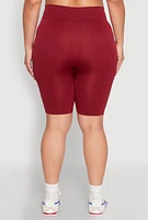 Womens Plus High Waist Seamless Biker Shorts,