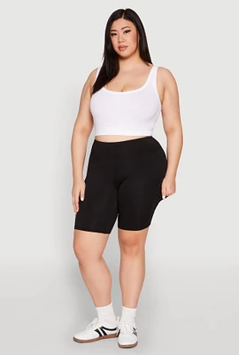 Womens Plus Spandex Cargo Biker Shorts,
