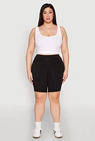 Womens Plus Spandex Cargo Biker Shorts, 3X